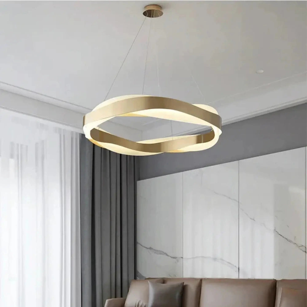 Lustre Suspension Noeud Led Laiton Dore