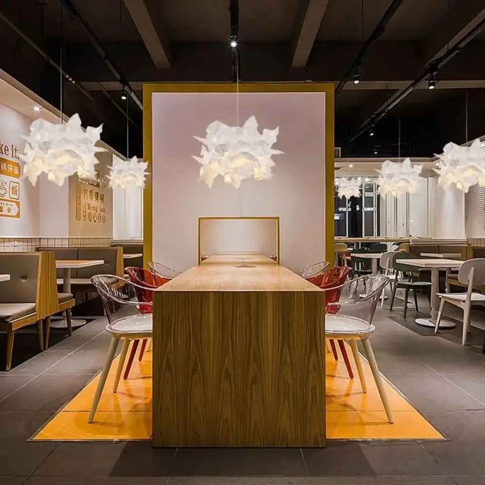 Lustre Suspension Papier Froisse Blanc Nuage
