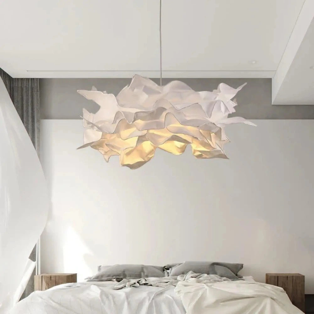 Lustre Suspension Papier Froisse Blanc Nuage