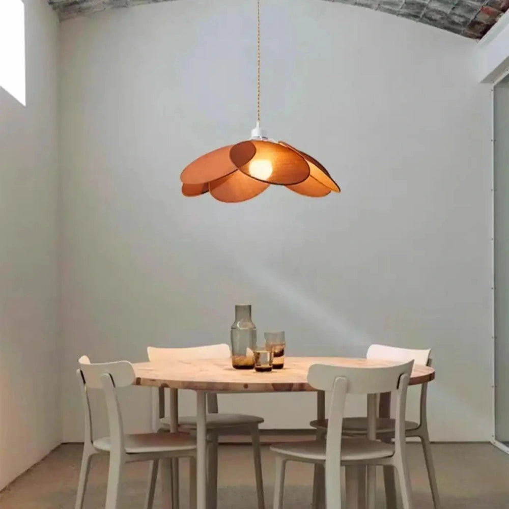Lustre suspension pétales tissu terracotta forme fleur