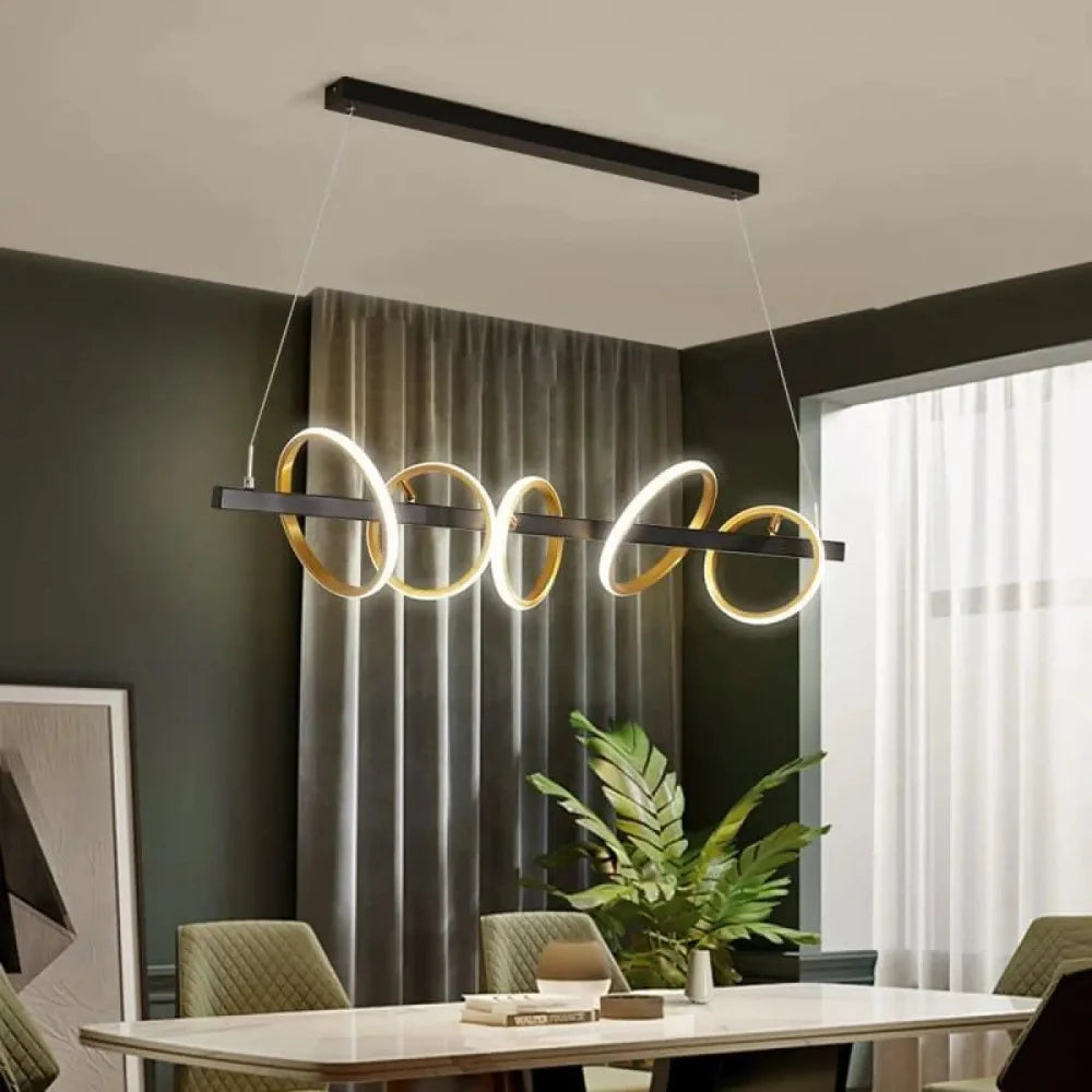 Lustre Suspension Salon Anneaux Laiton Led