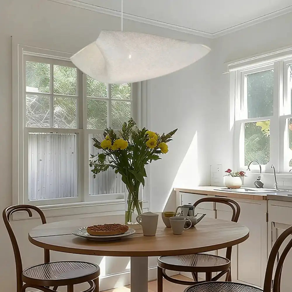 Lustre Suspension Sculpture Resine Blanc Organique