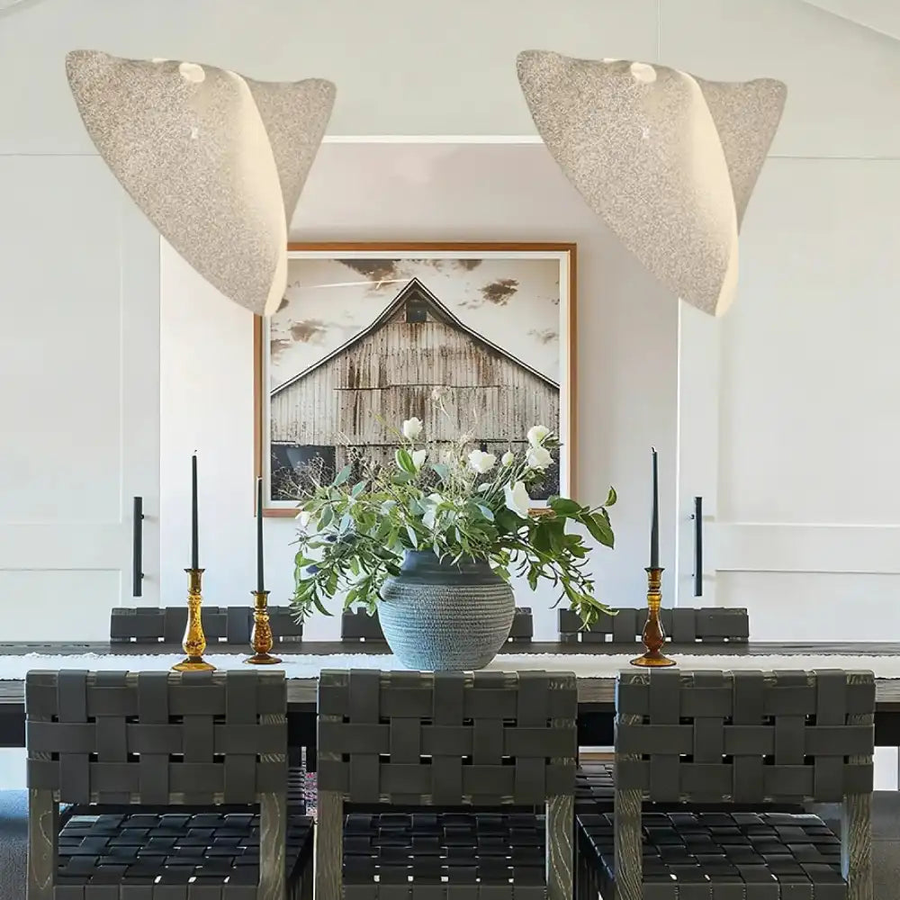 Lustre Suspension Sculpture Resine Blanc Organique
