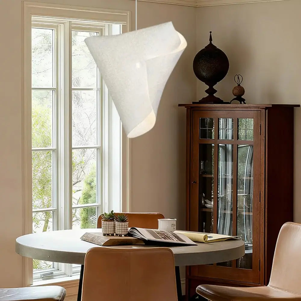 Lustre Suspension Sculpture Resine Blanc Organique
