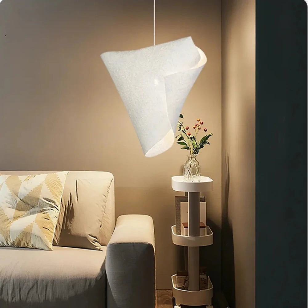 Lustre Suspension Sculpture Resine Blanc Organique