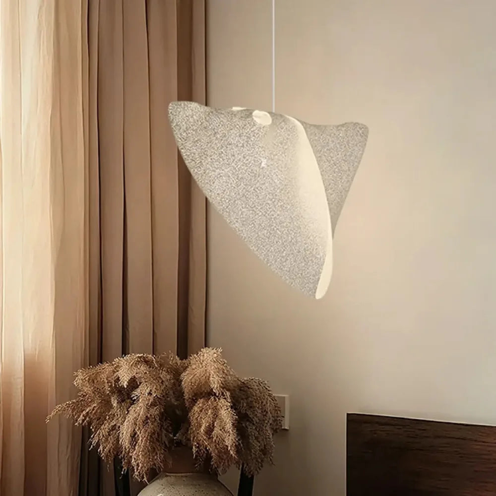 Lustre Suspension Sculpture Resine Blanc Organique