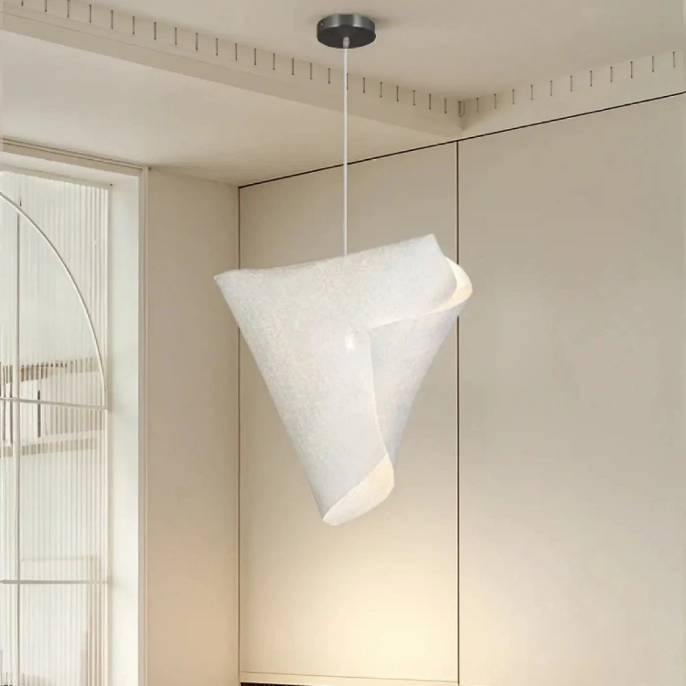 Lustre Suspension Sculpture Resine Blanc Organique