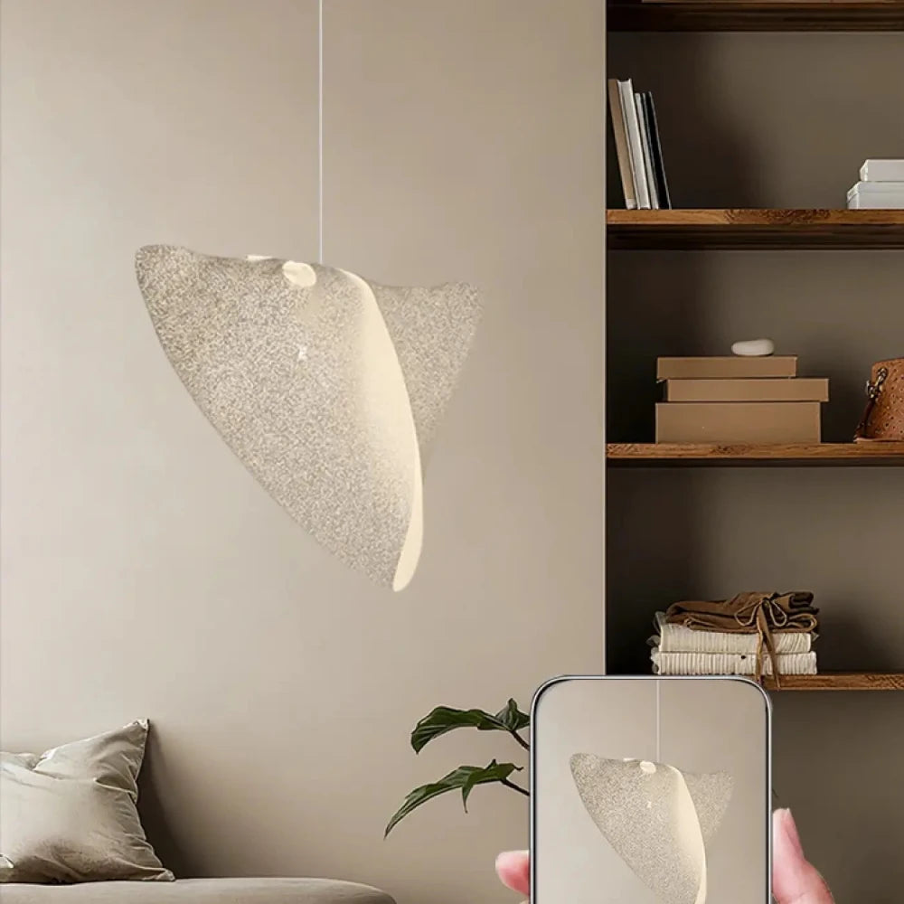 Lustre Suspension Sculpture Resine Blanc Organique