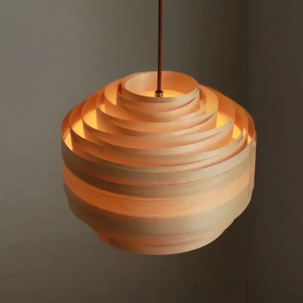 Lustre Suspension Spirale Bois Lattes Naturel