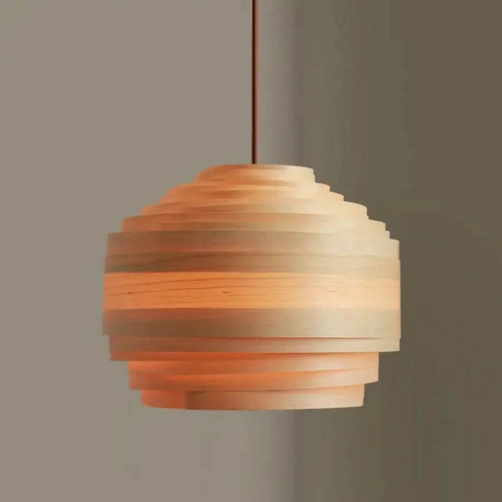 Lustre Suspension Spirale Bois Lattes Naturel