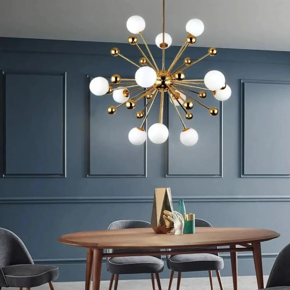 Lustre Suspension Sputnik Laiton Dore Boules