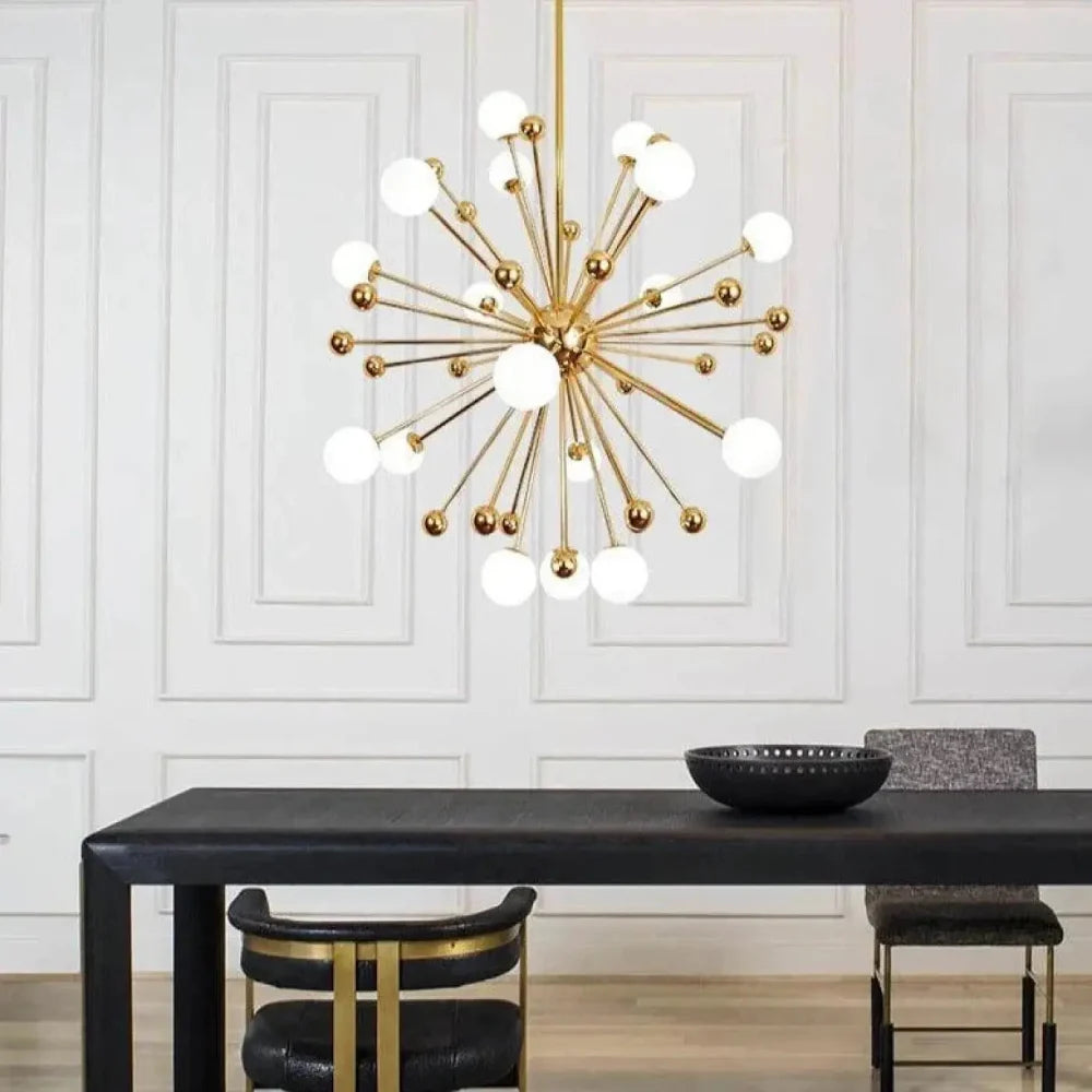 Lustre Suspension Sputnik Laiton Dore Boules