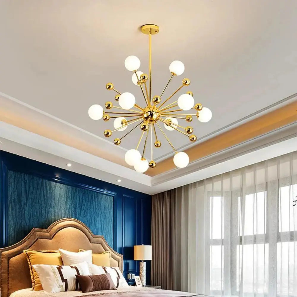 Lustre Suspension Sputnik Laiton Dore Boules