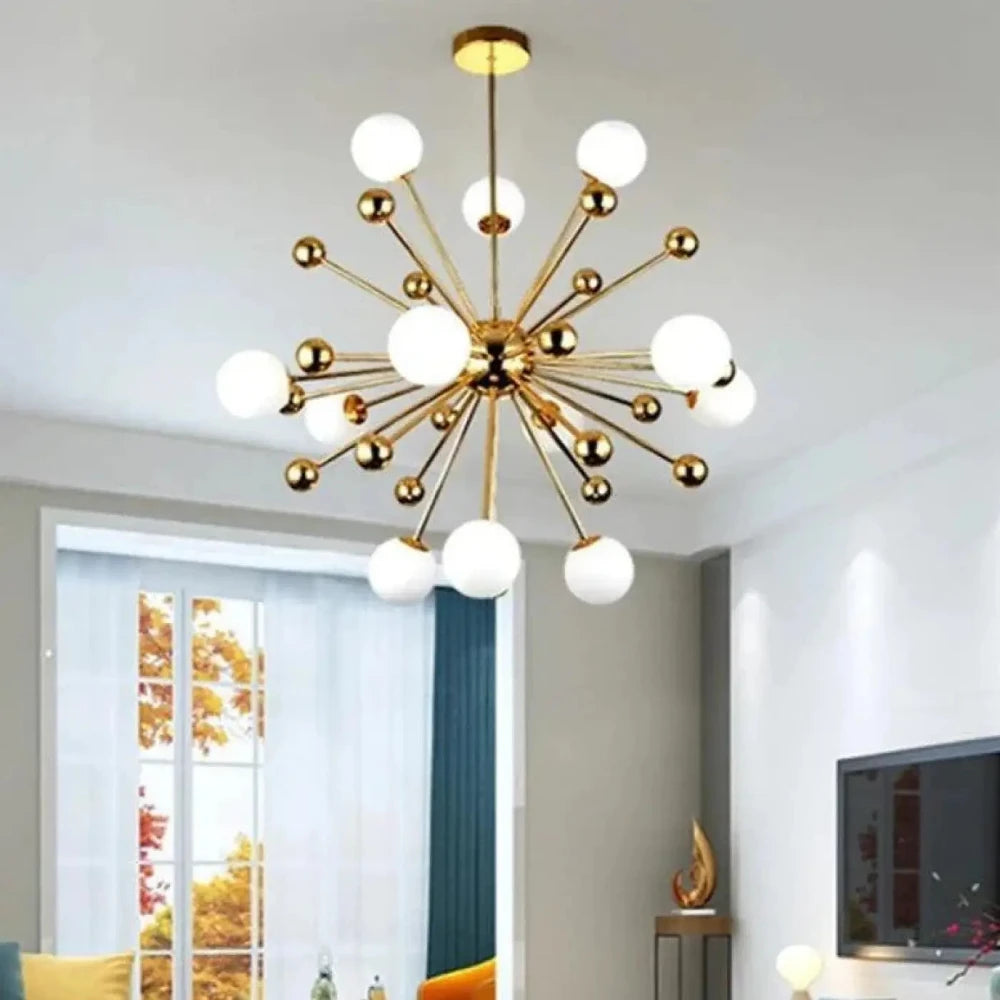 Lustre Suspension Sputnik Laiton Dore Boules