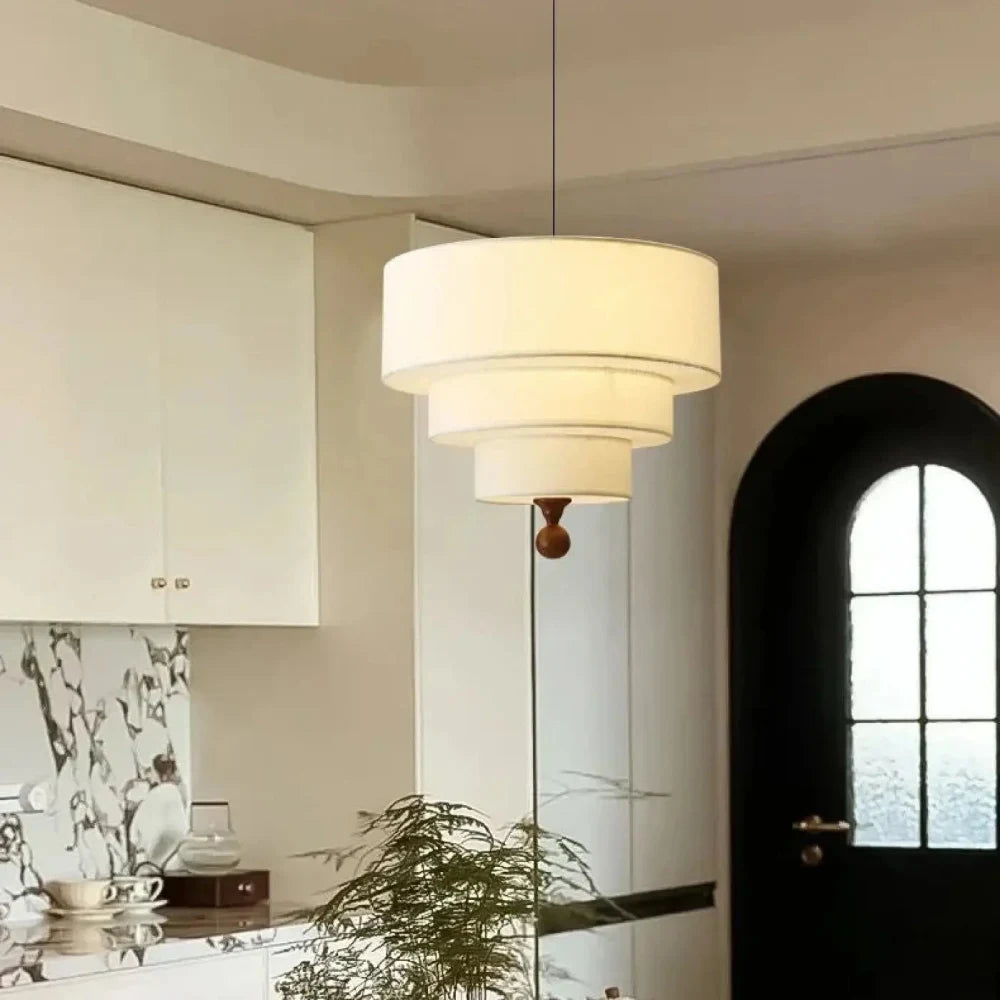 Lustre Suspension Tambour Lin Ecru Etage