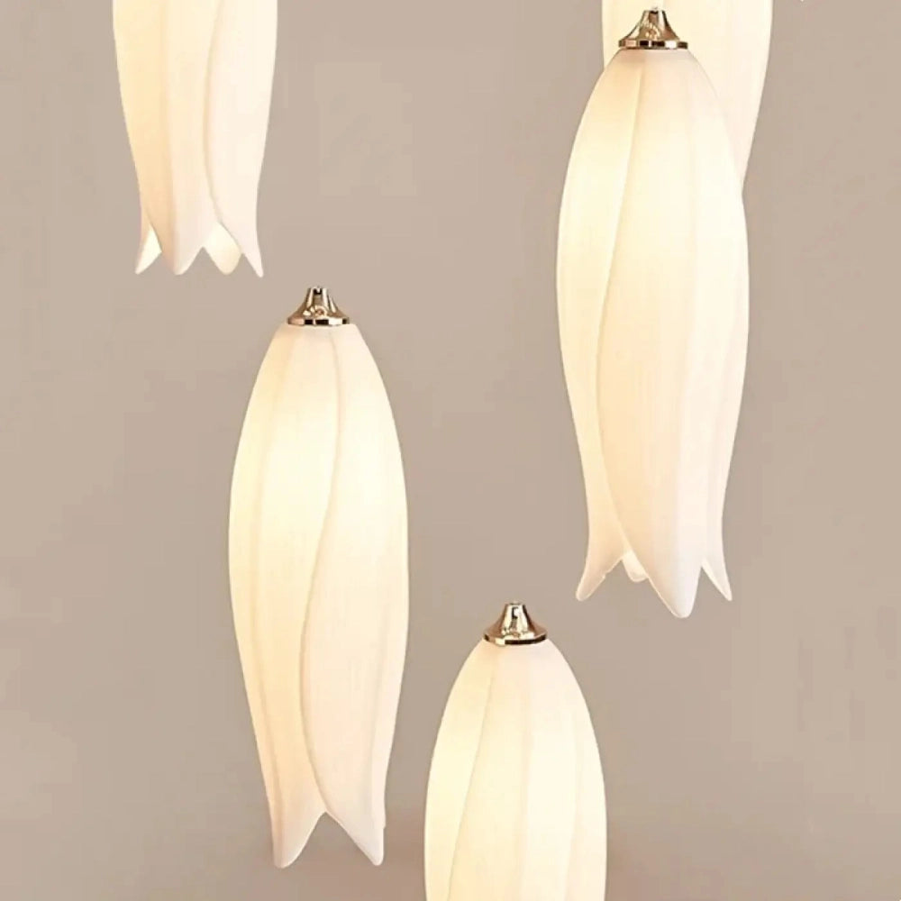 Lustre Suspension Tulipes Verre Blanc Cascade