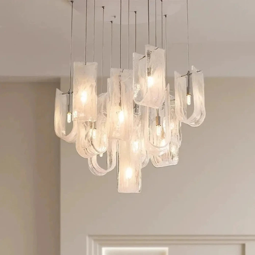 Lustre Suspension Verre Tube Cascade Givree