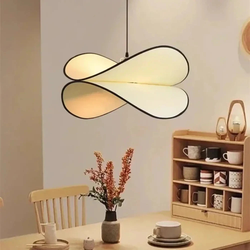 Lustre tissu acrylique blanc noir forme ovale