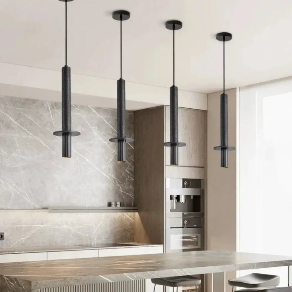 Lustre Travertin Tige Laiton Design Noir