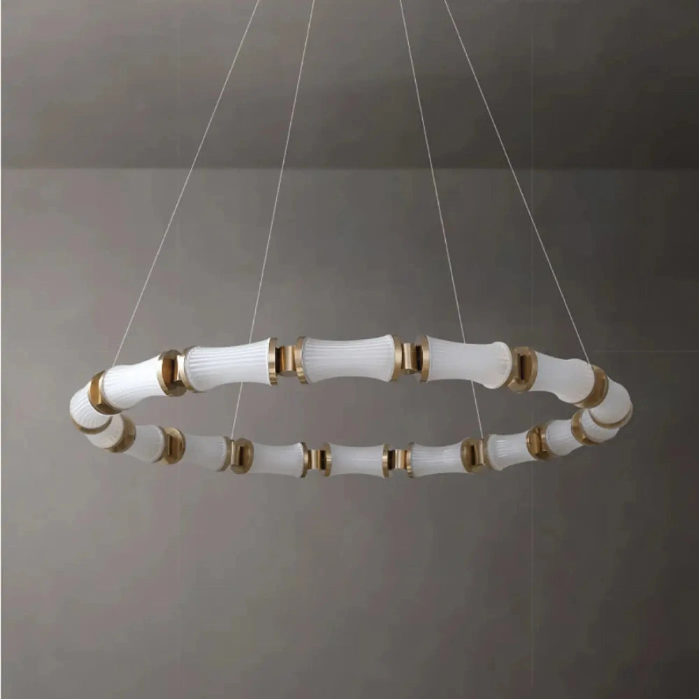 Anneau lumineux bambou doré profil 8,5 cm plafond bas