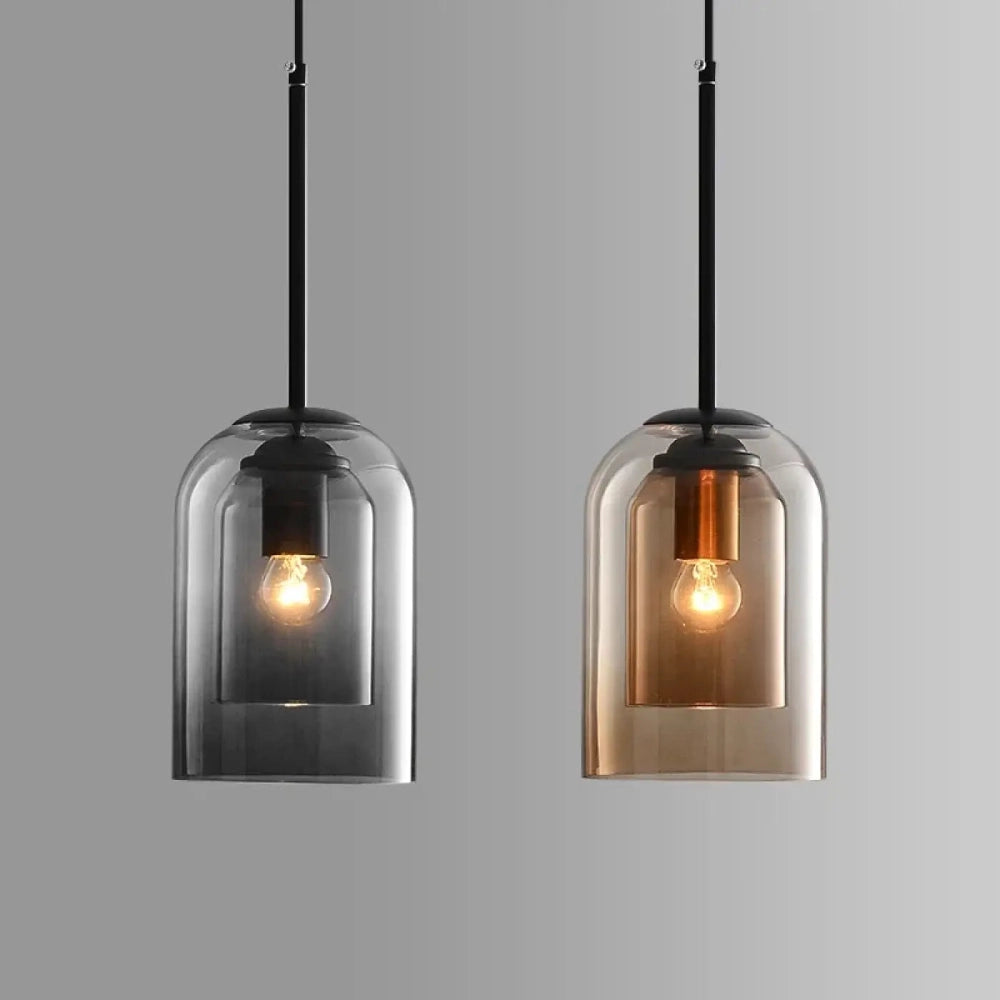 Lustre Verre Cloche Fume Moderne