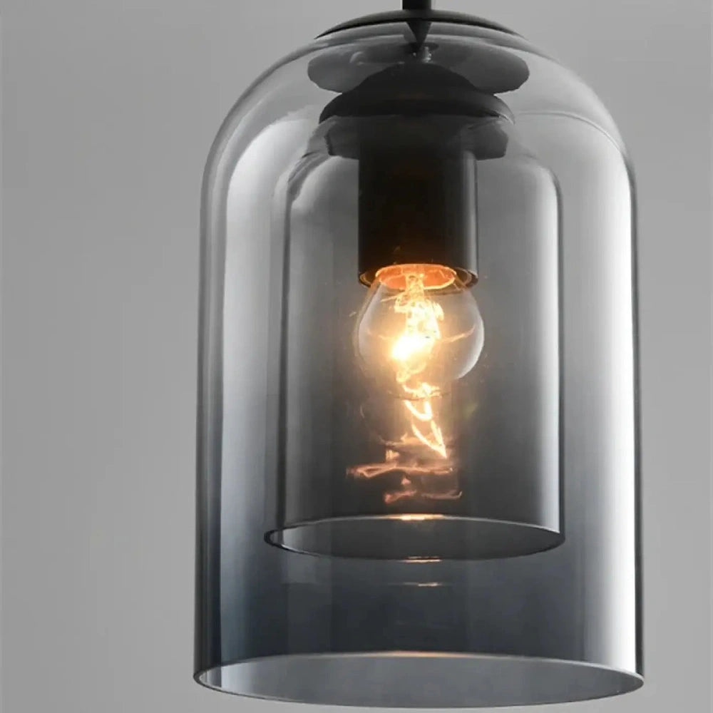 Lustre Verre Cloche Fume Moderne