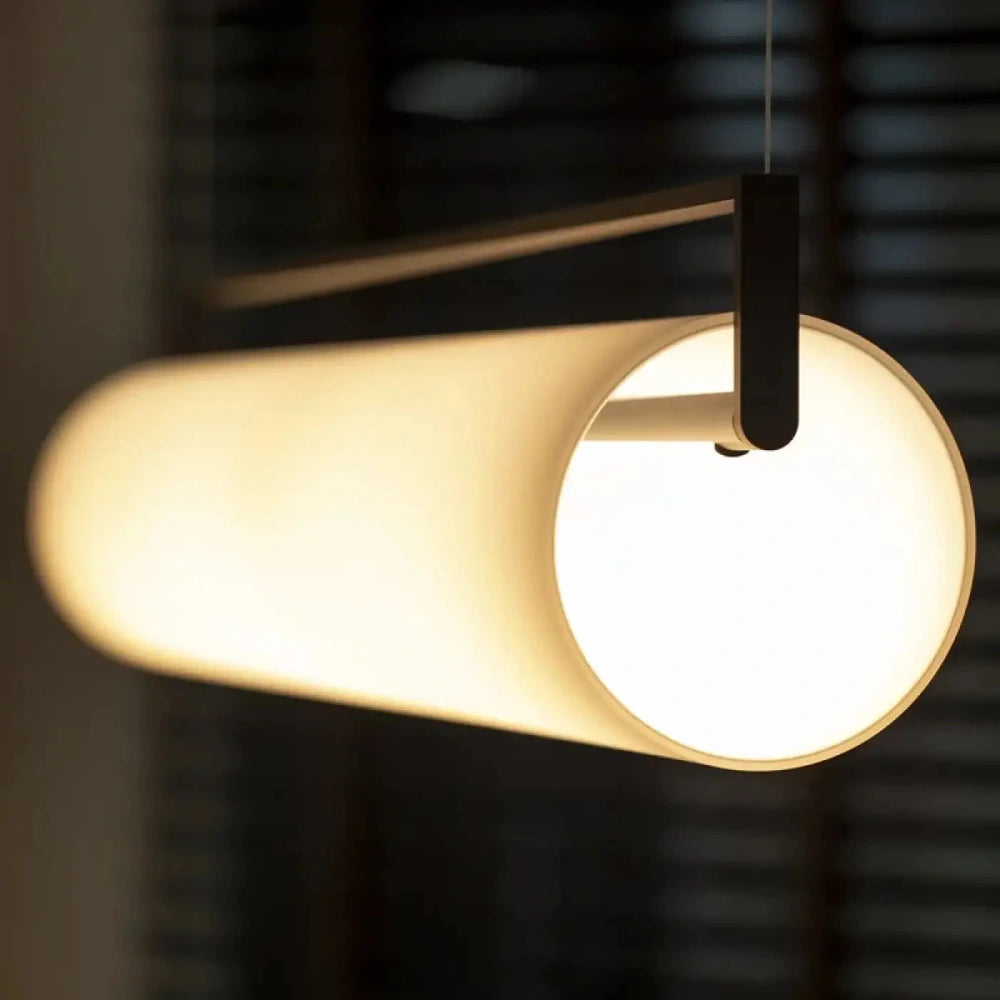 Lustre Verre Cylindre Opalin Long Design