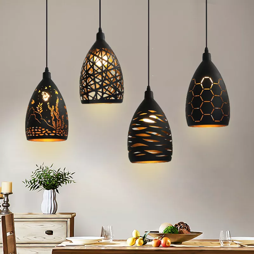 Lustre salon vintage cloche fer suspension industrielle rétro