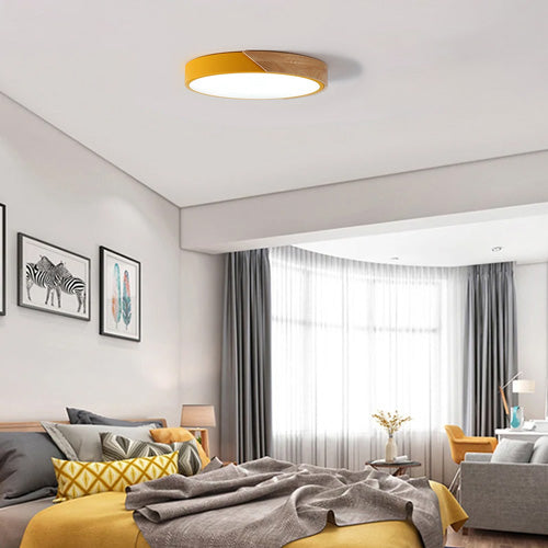 Éclairage plafonnier bois rond LED luminaire authentique rustique