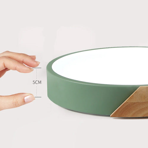 Luminaire plafond rond bois LED éclairage nordique artisanal