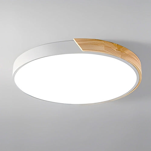 Luminaire plafonnier bois rond LED design écologique durable
