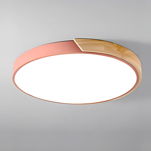 Luminaire rond plafonnier bois LED éclairage artisanal authentique