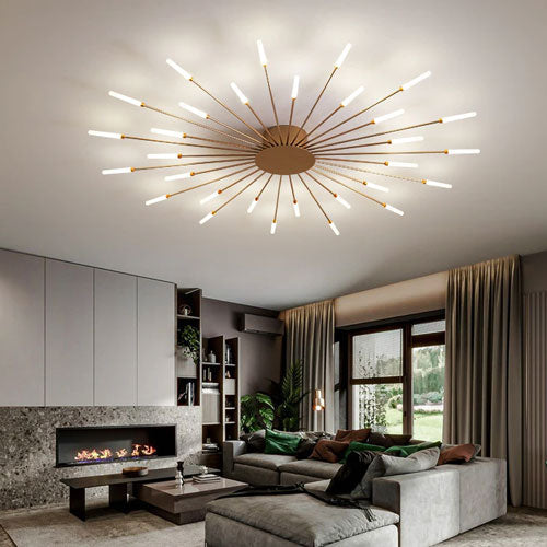Lustre salon moderne grand LED éclairage généreux design imposant