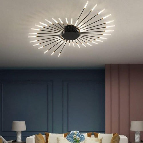 Plafonnier moderne tiges LED éclairage géométrique design linéaire
