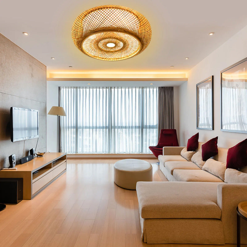 Luminaire rond bois