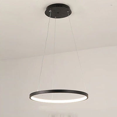 Lustre salon cercle LED moderne noir