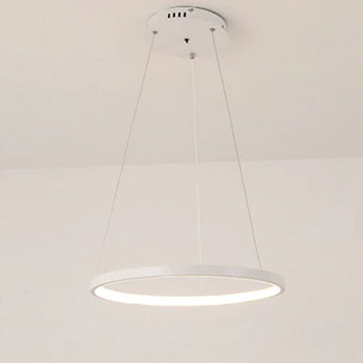 Lustre salon moderne blanc cercle LED