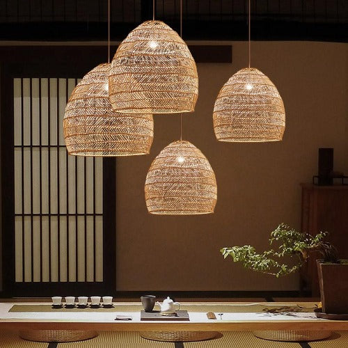 Lustre bois naturel - Suspension chaleureuse matière noble écologique