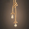 Lustre industriel avec corde de chanvre épaisse et ampoule suspendue