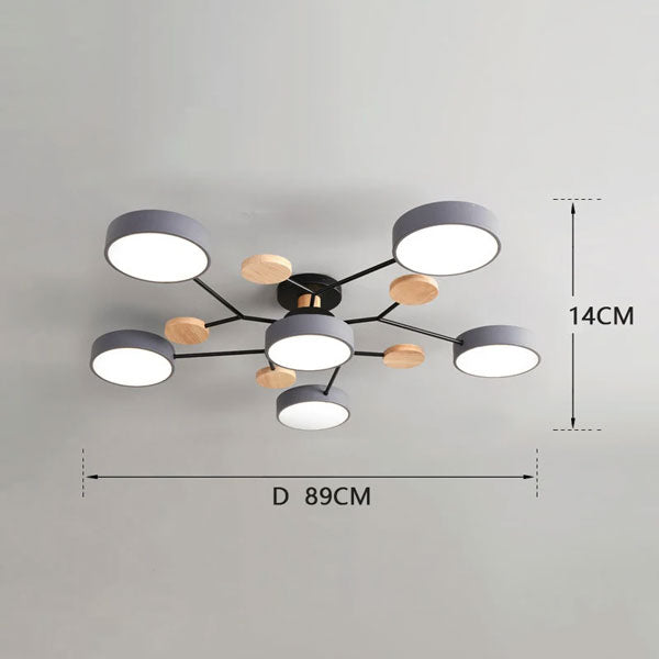 Lustre Plafonnier Multi Têtes LED Bois Changeant