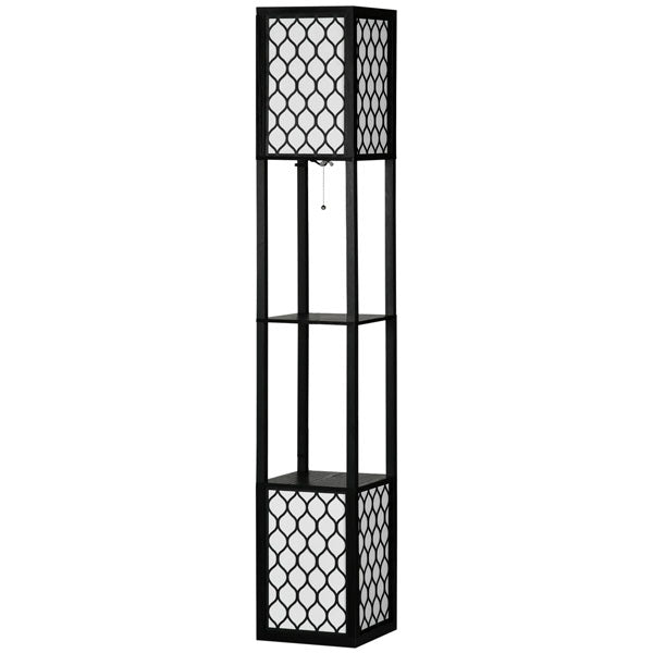 luminaire sur pied bois avec rangement