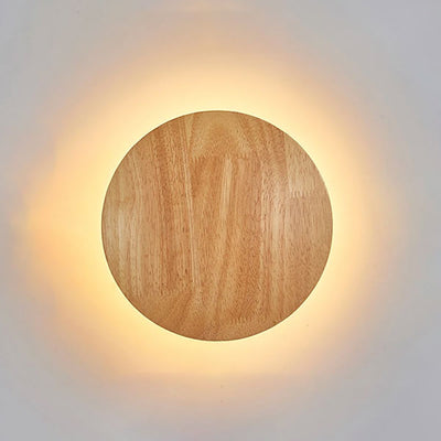 Aplique de pared LED redondo de madera