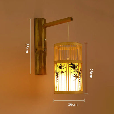 Lustre mural en bambou suspendu style japonais
