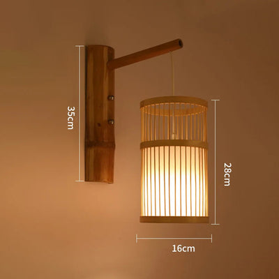 Luminaire mural en bois de  bambou  suspendu style traditionnel