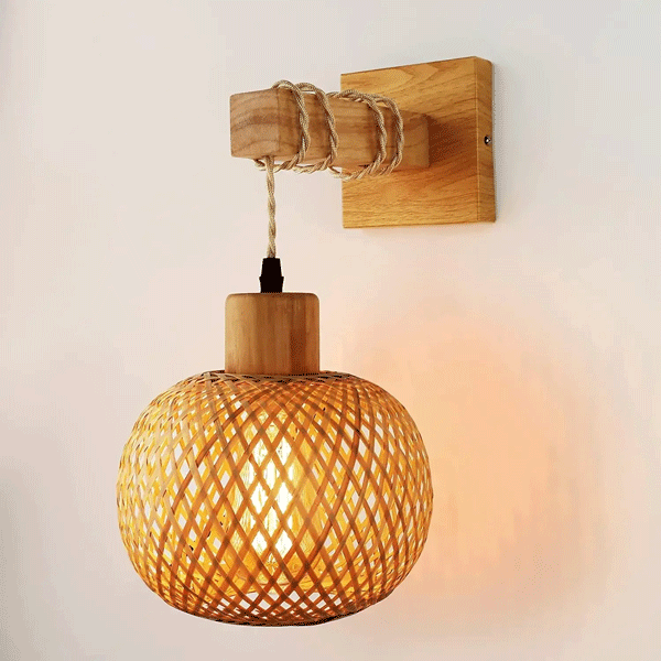 Applique Bambou Design Asiatique éclairant un salon zen