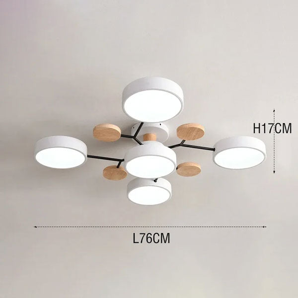 Lustre Plafonnier Multi Têtes LED Bois Changeant