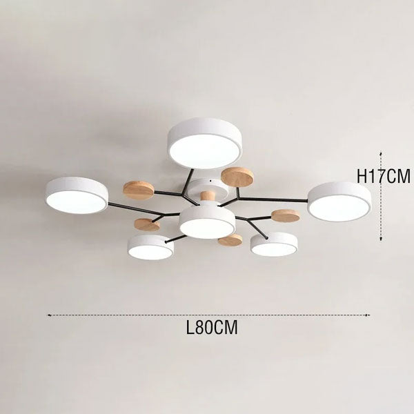 Lustre Plafonnier Multi Têtes LED Bois Changeant