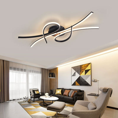 plafonnier moderne design ondulé pour salon contemporain