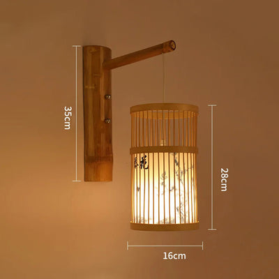 Lampe murale suspendue en bambou tressé main