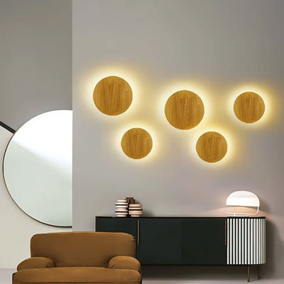 Aplique de pared LED redondo de madera
